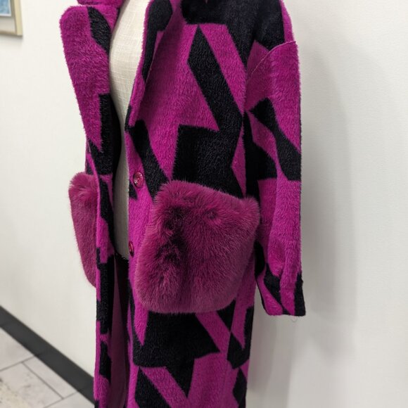 Alex Max Reversible coat Fushcia/Black Size Medium - Picture 2 of 6